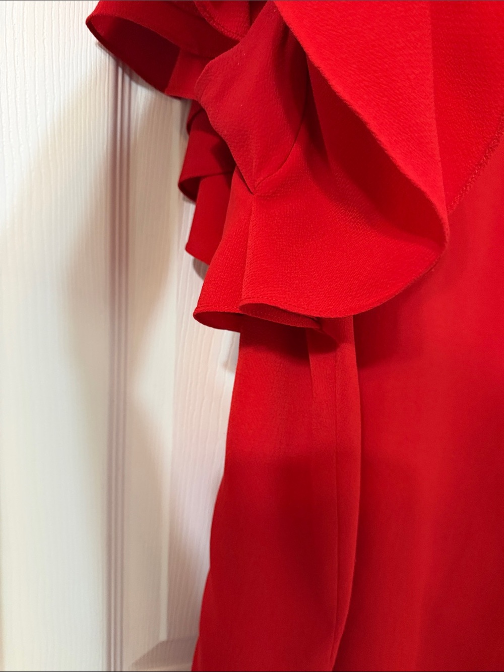 Umgee Red Tiered Ruffle Sleeve Blouse - Picture 4 of 7